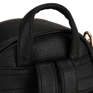 Czarny plecak damski mały ze skóry ekologicznej elegancki uchwyt na ramię torebka 2w1 - Peterson