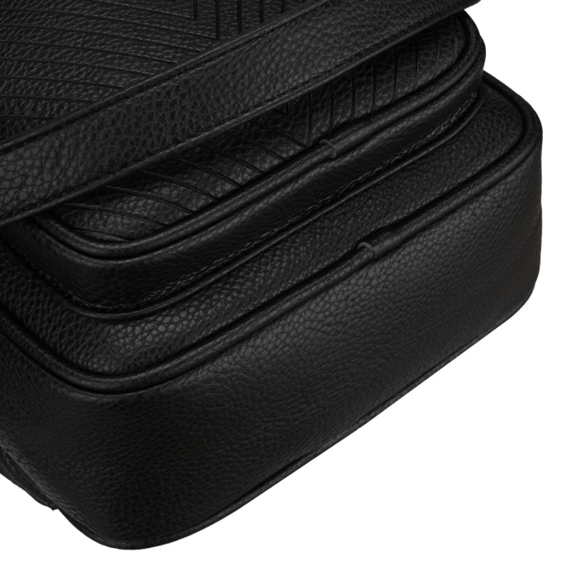 Czarny plecak damski mały ze skóry ekologicznej elegancki uchwyt na ramię torebka 2w1 - Peterson