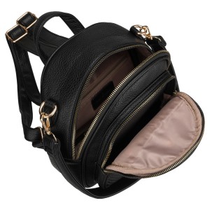 Czarny plecak damski mały ze skóry ekologicznej elegancki uchwyt na ramię torebka 2w1 - Peterson