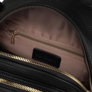 Czarny plecak damski mały ze skóry ekologicznej elegancki uchwyt na ramię torebka 2w1 - Peterson