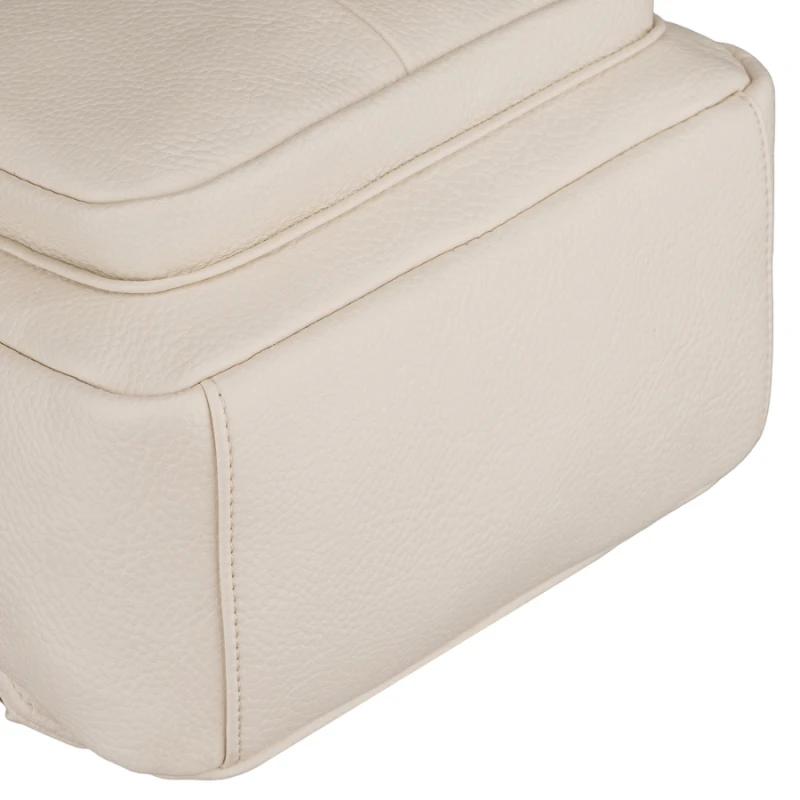 Beżowy plecak damski mały ze skóry ekologicznej miejski z klapką elegancki - Peterson