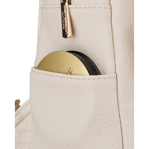 Beżowy plecak damski mały ze skóry ekologicznej miejski z klapką elegancki - Peterson