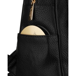 Mały plecak damski z klapką czarny ze skóry ekologicznej miejski - Peterson