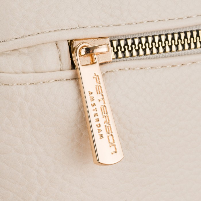 Plecak damski mały ze skóry ekologicznej modny miejski beżowy na suwak listonoszka na ramie torebka 2w1 - Peterson