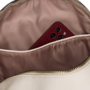 Plecak damski mały ze skóry ekologicznej modny miejski beżowy na suwak listonoszka na ramie torebka 2w1 - Peterson