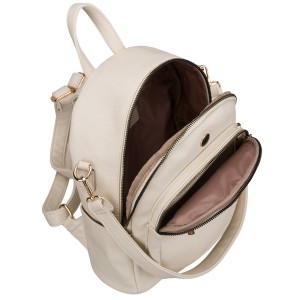 Plecak damski mały ze skóry ekologicznej modny miejski beżowy na suwak listonoszka na ramie torebka 2w1 - Peterson