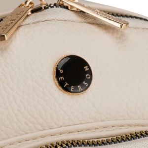 Plecak damski mały ze skóry ekologicznej modny miejski beżowy na suwak listonoszka na ramie torebka 2w1 - Peterson