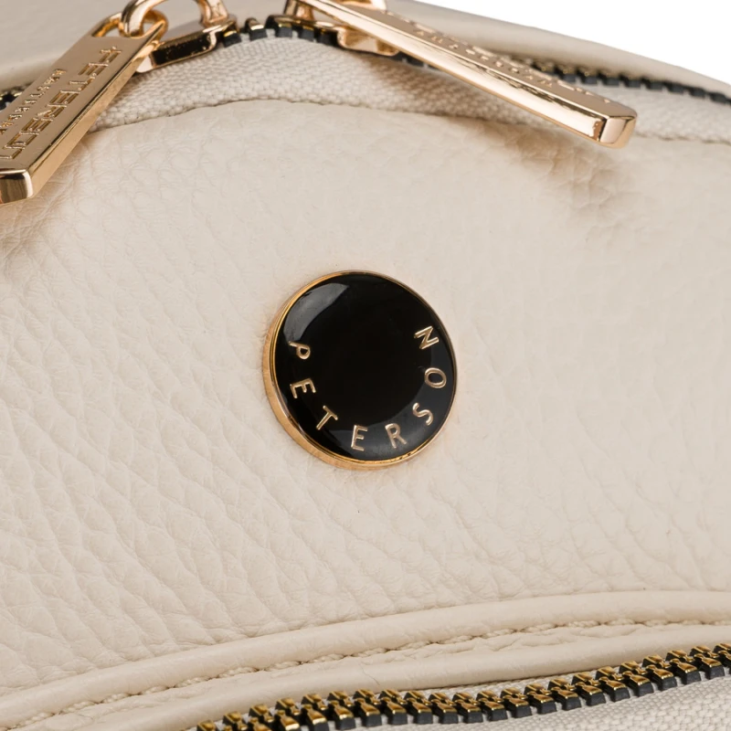 Plecak damski mały ze skóry ekologicznej modny miejski beżowy na suwak listonoszka na ramie torebka 2w1 - Peterson