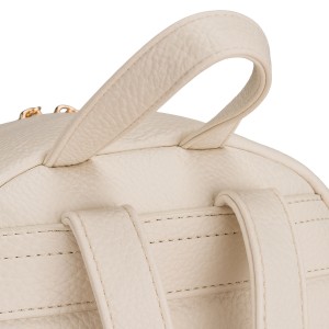 Plecak damski mały ze skóry ekologicznej modny miejski beżowy na suwak listonoszka na ramie torebka 2w1 - Peterson