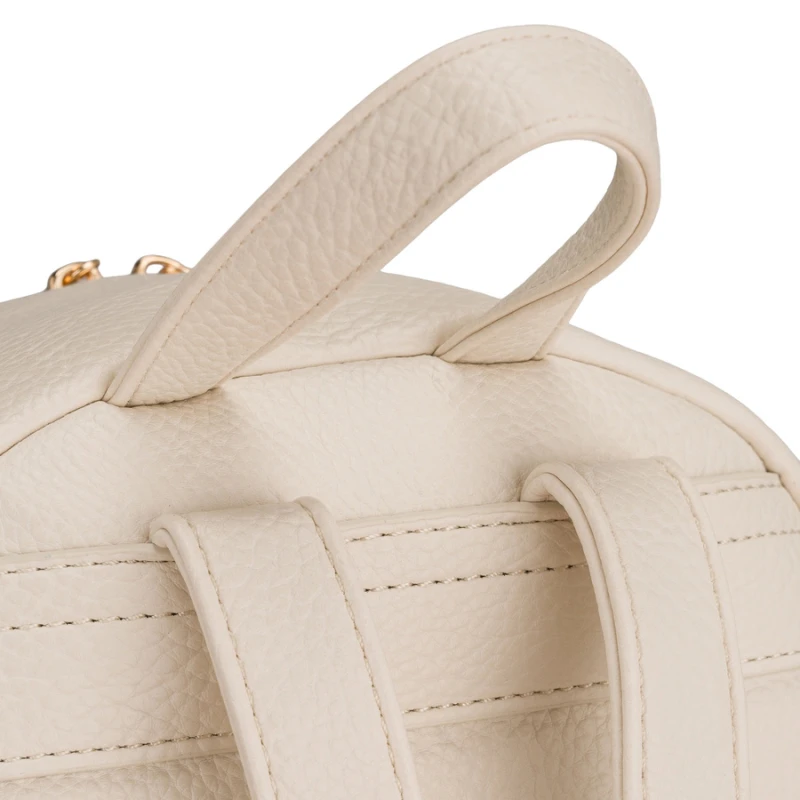 Plecak damski mały ze skóry ekologicznej modny miejski beżowy na suwak listonoszka na ramie torebka 2w1 - Peterson