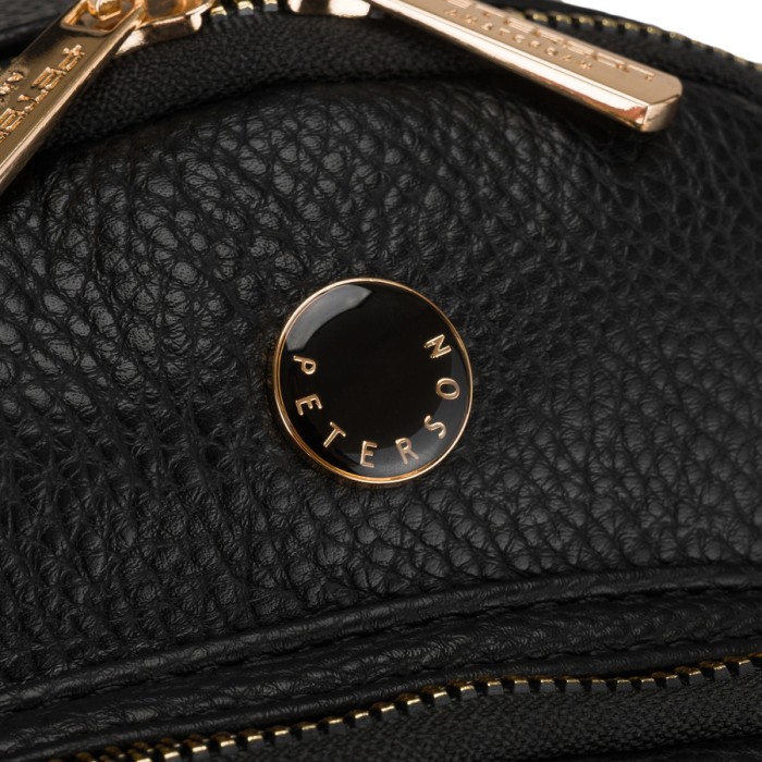 Mały plecak damski czarny ze skóry ekologicznej 2w1 listonoska na ramię modny miejski - Peterson