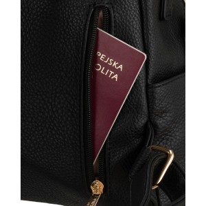 Mały plecak damski czarny ze skóry ekologicznej 2w1 listonoska na ramię modny miejski - Peterson