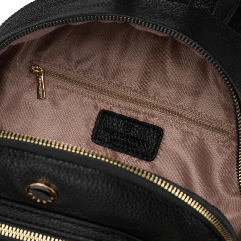 Mały plecak damski czarny ze skóry ekologicznej 2w1 listonoska na ramię modny miejski - Peterson