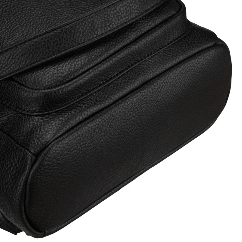 Mały plecak damski czarny ze skóry ekologicznej 2w1 listonoska na ramię modny miejski - Peterson