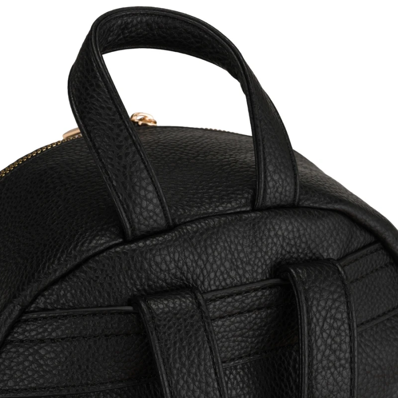 Mały plecak damski czarny ze skóry ekologicznej 2w1 listonoska na ramię modny miejski - Peterson