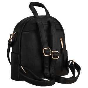 Mały plecak damski czarny ze skóry ekologicznej 2w1 listonoska na ramię modny miejski - Peterson