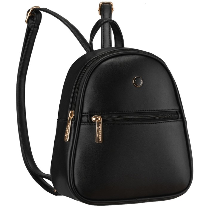 Mały plecak damski mini plecaczek miejski na suwak czarny ze skóry ekologicznej - Peterson