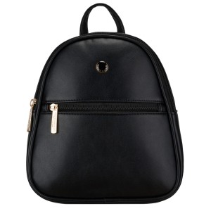 Mały plecak damski mini plecaczek miejski na suwak czarny ze skóry ekologicznej - Peterson