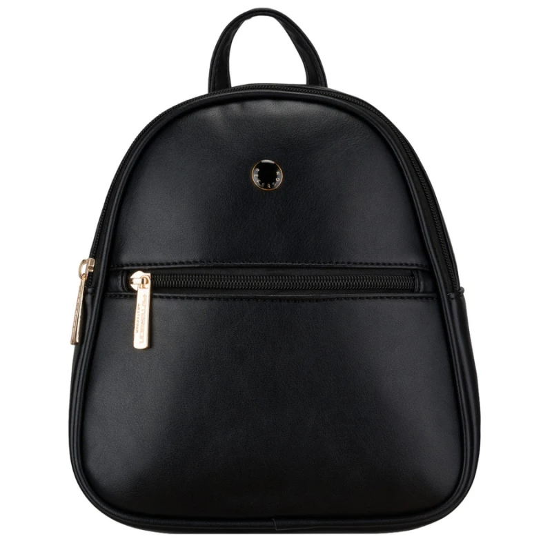 Mały plecak damski mini plecaczek miejski na suwak czarny ze skóry ekologicznej - Peterson