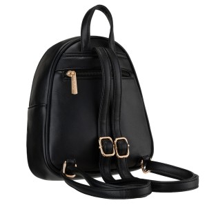 Mały plecak damski mini plecaczek miejski na suwak czarny ze skóry ekologicznej - Peterson