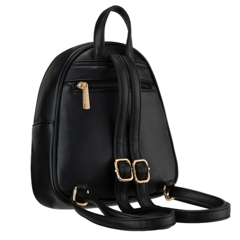 Mały plecak damski mini plecaczek miejski na suwak czarny ze skóry ekologicznej - Peterson