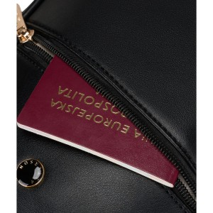 Mały plecak damski mini plecaczek miejski na suwak czarny ze skóry ekologicznej - Peterson