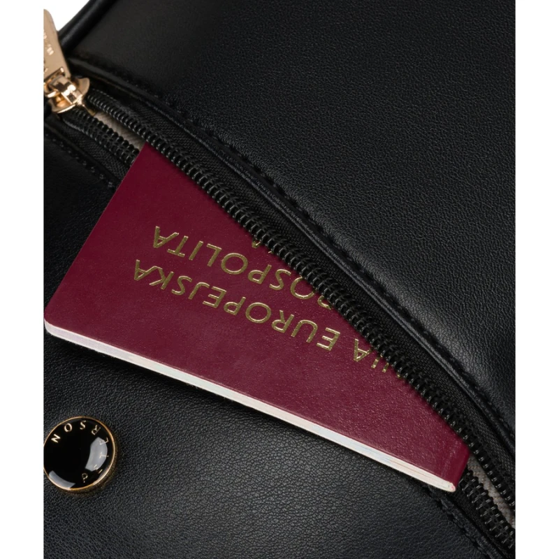 Mały plecak damski mini plecaczek miejski na suwak czarny ze skóry ekologicznej - Peterson