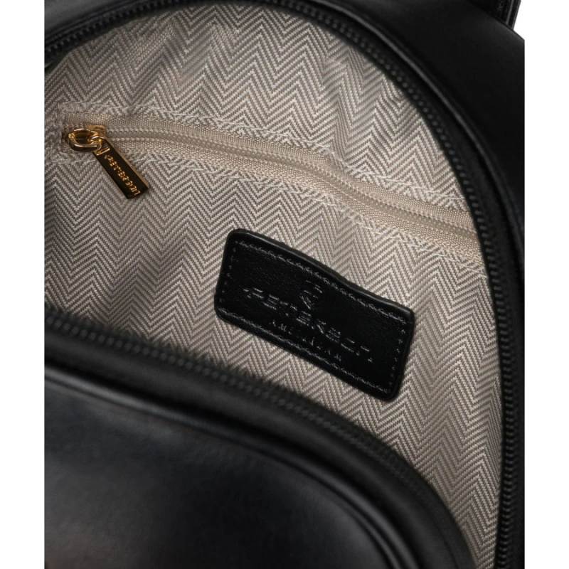 Mały plecak damski mini plecaczek miejski na suwak czarny ze skóry ekologicznej - Peterson