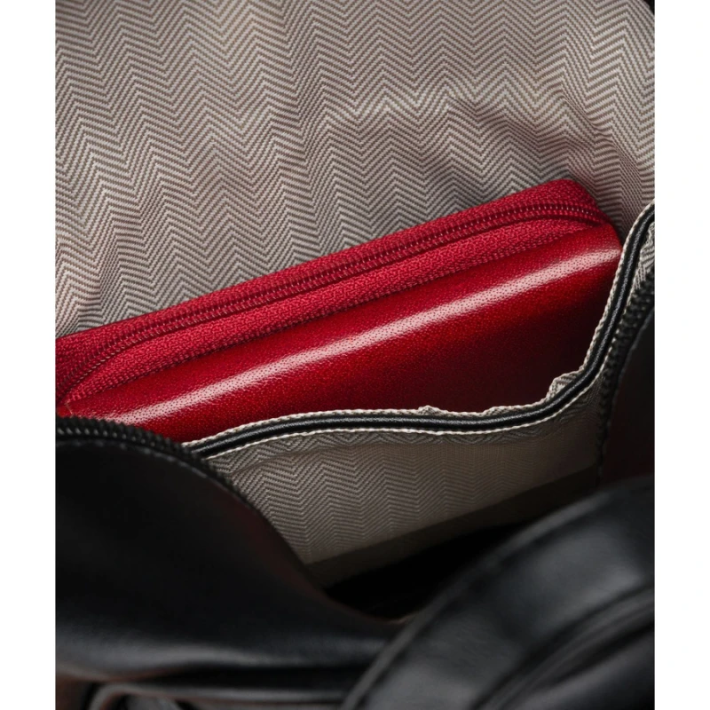 Mały plecak damski mini plecaczek miejski na suwak czarny ze skóry ekologicznej - Peterson