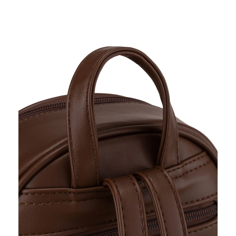 Brązowy mały plecak damski mini plecaczek ze skóry ekologicznej modny na suwak - Peterson