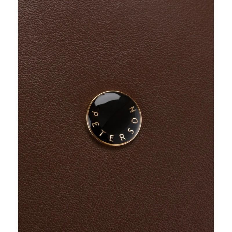 Brązowy mały plecak damski mini plecaczek ze skóry ekologicznej modny na suwak - Peterson