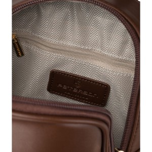 Brązowy mały plecak damski mini plecaczek ze skóry ekologicznej modny na suwak - Peterson