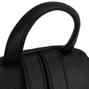 Mały czarny plecak damski ze skóry ekologicznej miejski modny z klapką - Peterson