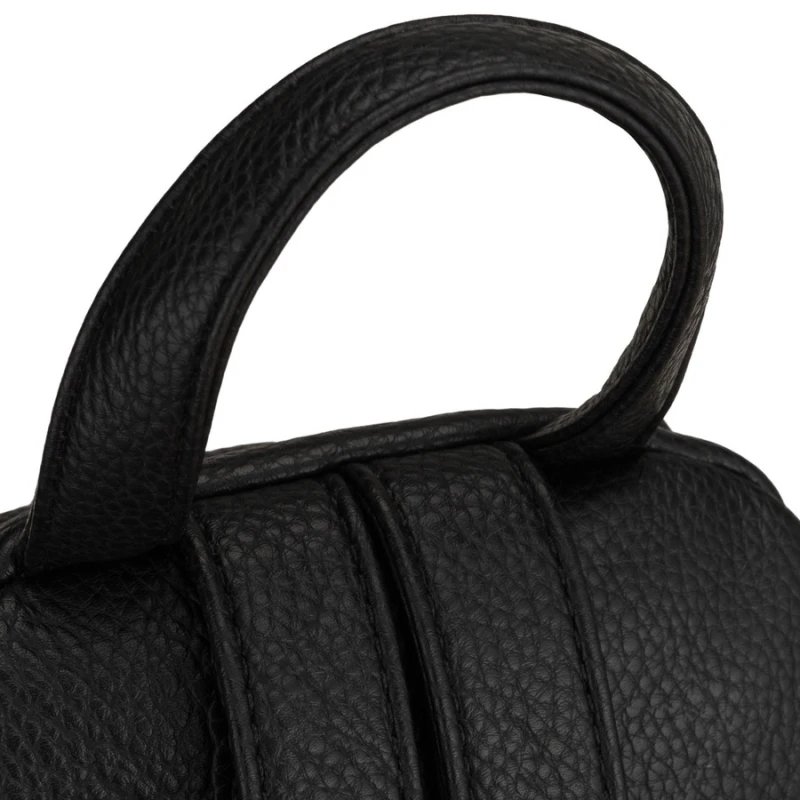 Mały czarny plecak damski ze skóry ekologicznej miejski modny z klapką - Peterson