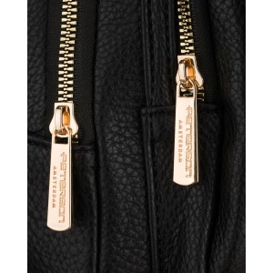 Mały czarny plecak damski ze skóry ekologicznej miejski modny z klapką - Peterson