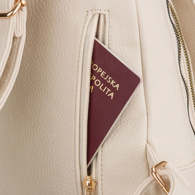 Mały plecak damski plecaczek miejski beżowy ze skóry ekologicznej - Peterson