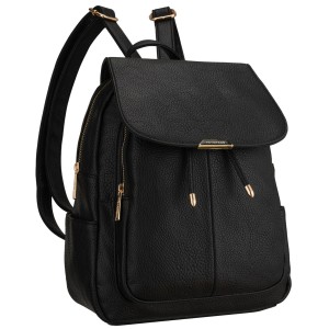 Miejski plecak damski mały czarny ze skóry ekologicznej - Peterson