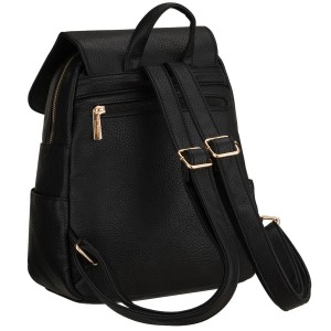 Miejski plecak damski mały czarny ze skóry ekologicznej - Peterson