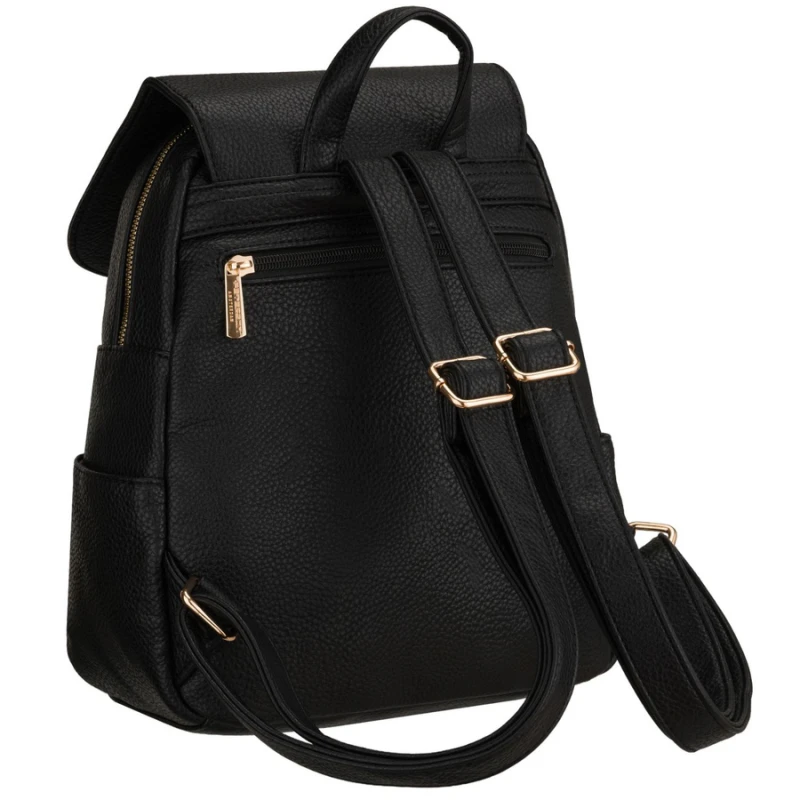 Miejski plecak damski mały czarny ze skóry ekologicznej - Peterson