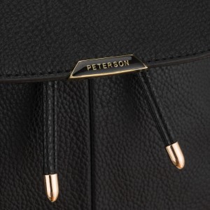 Miejski plecak damski mały czarny ze skóry ekologicznej - Peterson