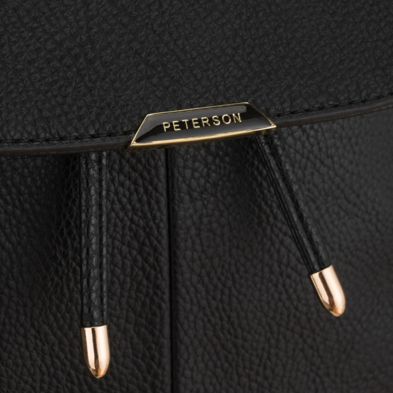 Miejski plecak damski mały czarny ze skóry ekologicznej - Peterson