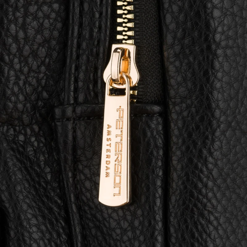 Miejski plecak damski mały czarny ze skóry ekologicznej - Peterson