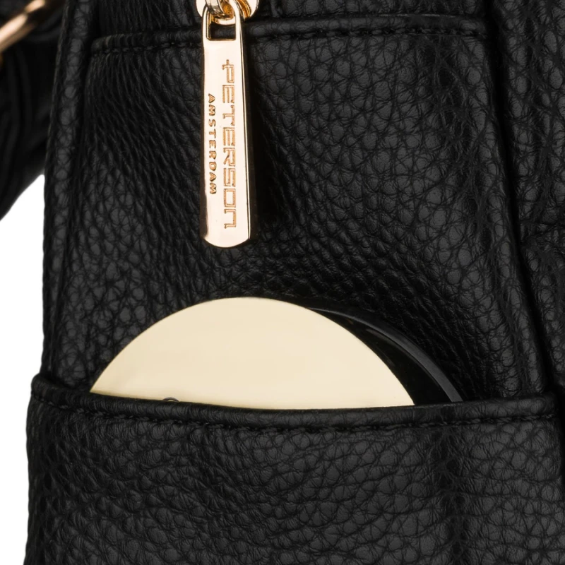 Miejski plecak damski mały czarny ze skóry ekologicznej - Peterson