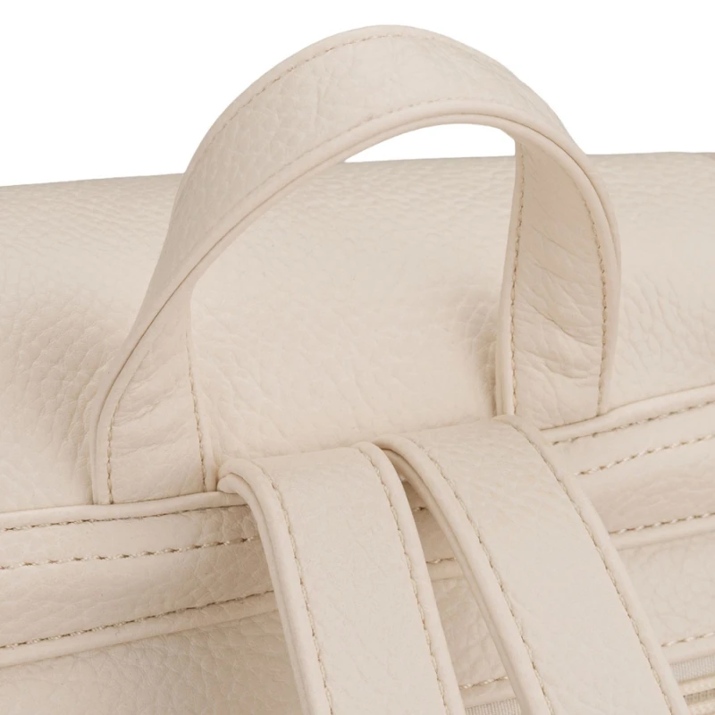 Mały plecak damski ze skóry ekologicznej beżowy miejski z klapką - Peterson