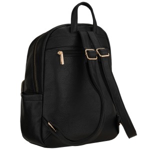 Czarny plecak damski duży mieści A4 zamykany na suwak miejski do pracy na uczelnię skóra ekologiczna - Peterson