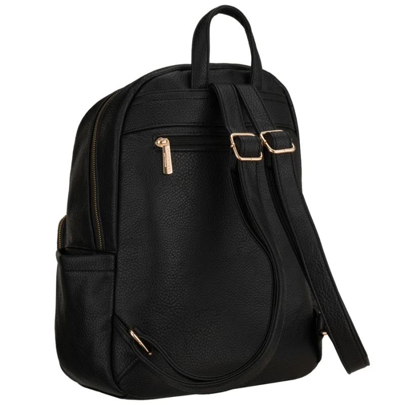 Czarny plecak damski duży mieści A4 zamykany na suwak miejski do pracy na uczelnię skóra ekologiczna - Peterson