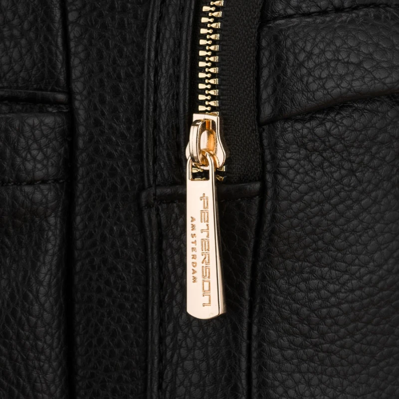 Czarny plecak damski duży mieści A4 zamykany na suwak miejski do pracy na uczelnię skóra ekologiczna - Peterson