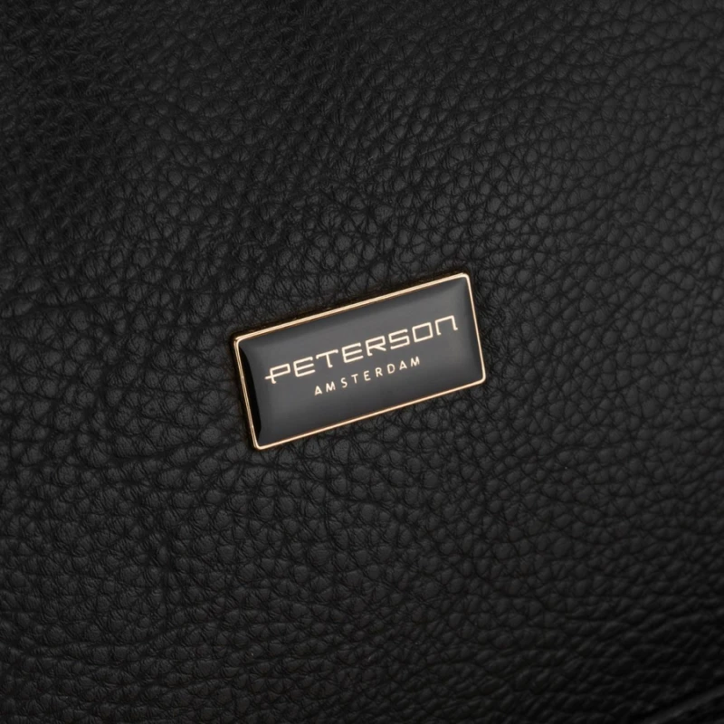 Czarny plecak damski duży mieści A4 zamykany na suwak miejski do pracy na uczelnię skóra ekologiczna - Peterson