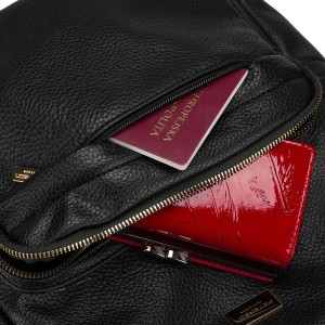 Czarny plecak damski duży mieści A4 zamykany na suwak miejski do pracy na uczelnię skóra ekologiczna - Peterson