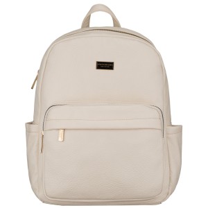 Duży plecak damski ze skóry ekologicznej beżowy miejski do pracy mieści A4 - Peterson